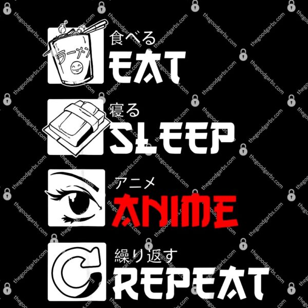 Eat Sleep Anime Repeat Japanese Manga Otaku Anime Gift Kids T-Shirt