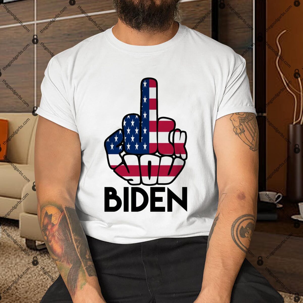 Fuck You Biden Middle Finger American Flag Shirt