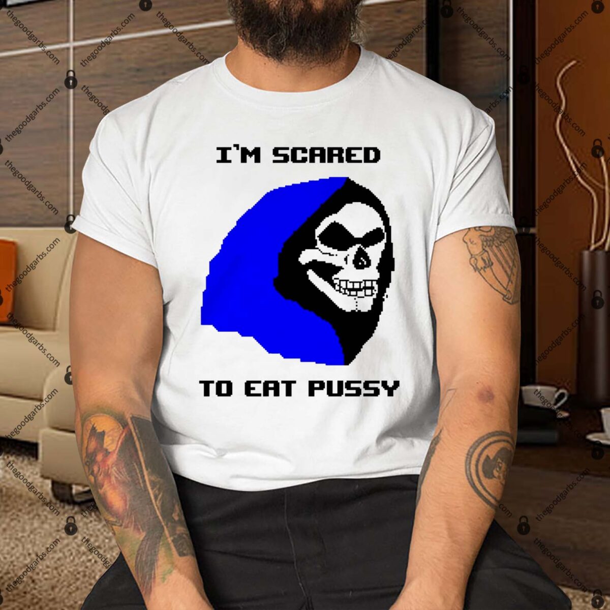 Grim Reaper I’m Scared To Eat Pussy 8-Bit Shirt