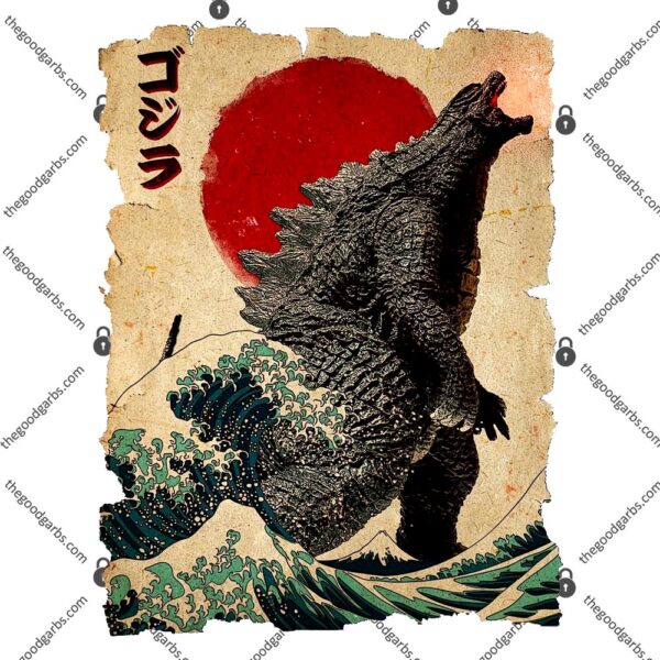 Vintage Japanese Godzilla Great Wave Poster T-Shirt
