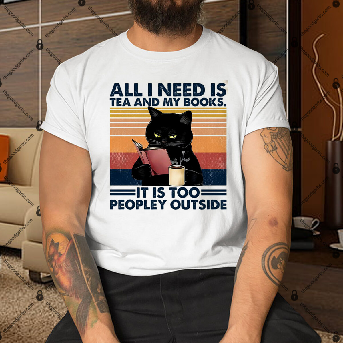 All I Need Is Tea And My Cat It Is Too Peopley Outside Shirt