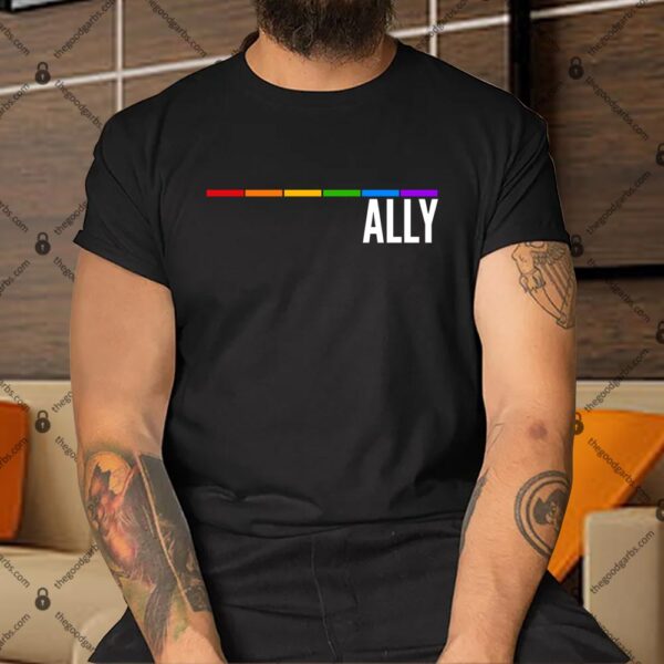 Ally LGBT Support Rainbow Thin Line Shirt