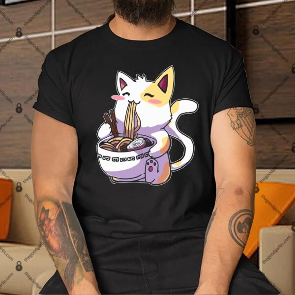 Anime Cat Eating Ramen Shirt