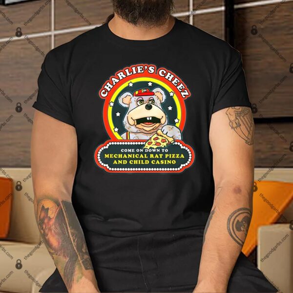 Charlies Cheez Vintage Mechanical Rat Pizza And Child Casino Funny Mouse Shirt