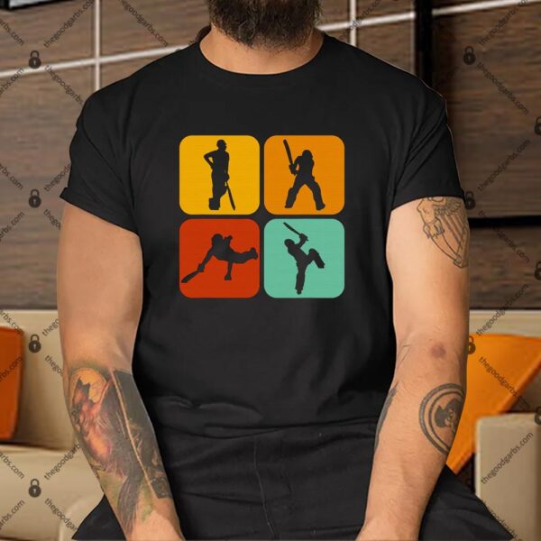 Cricket Gifts Retro Vintage Colors Cricket Players Shirt