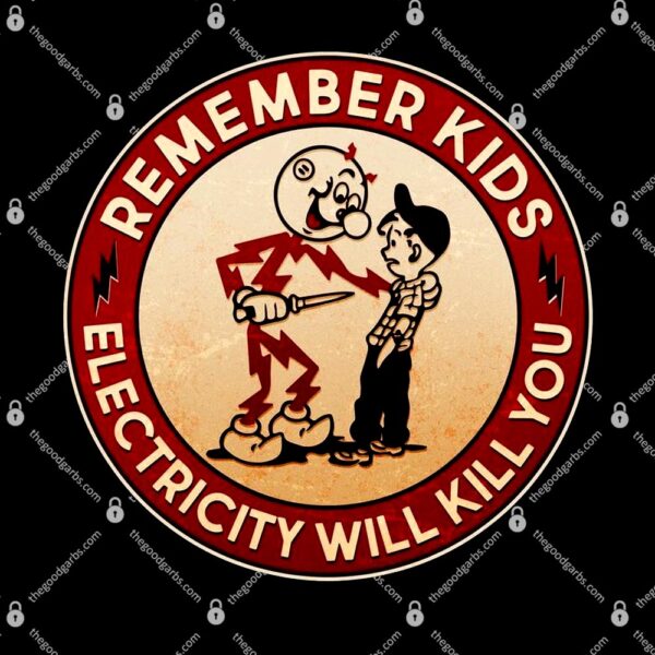 Funny Retro Vintage Electricity Will Kill You Emblem T-Shirt