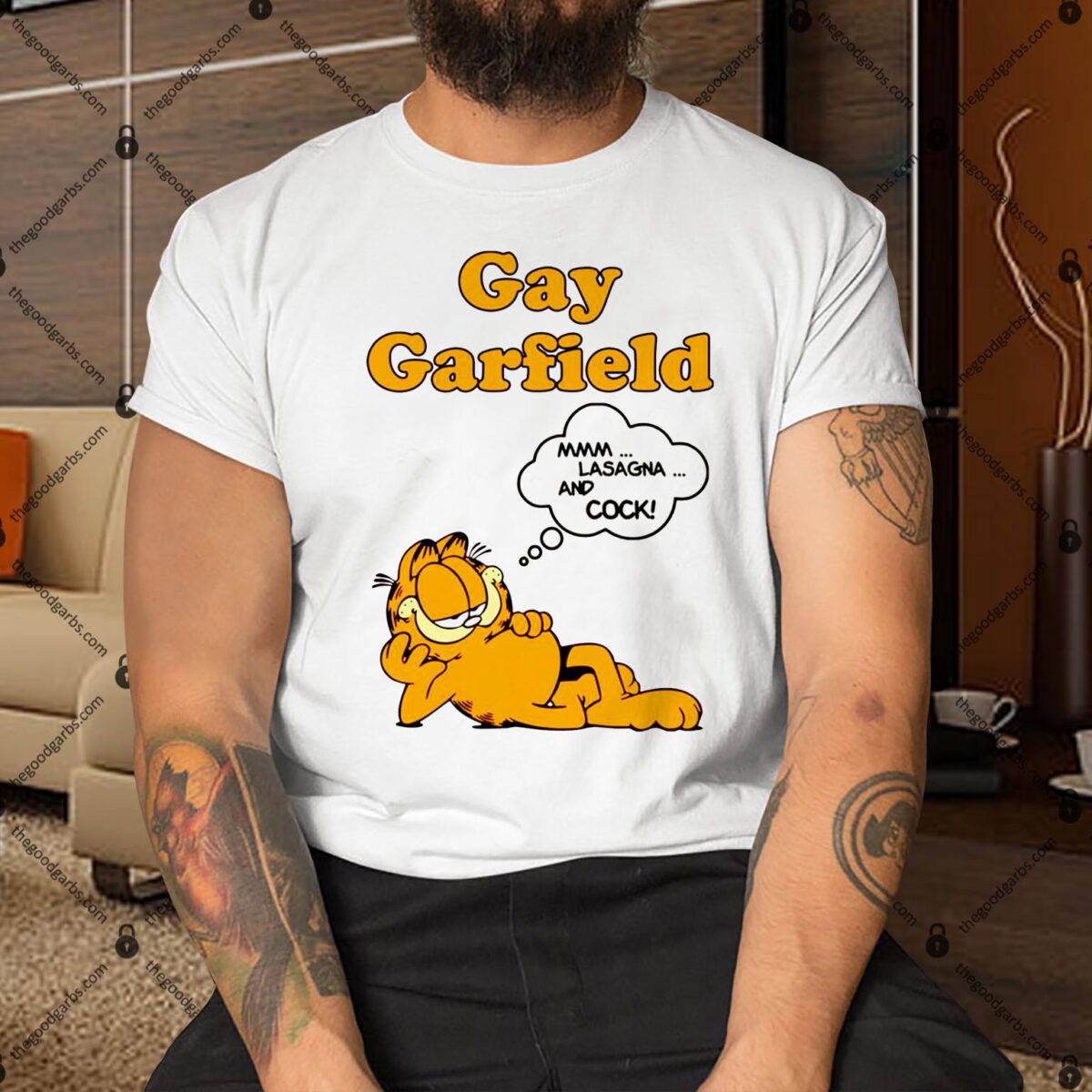 Gay Garfield Mmm Lasagna And Cock Shirt