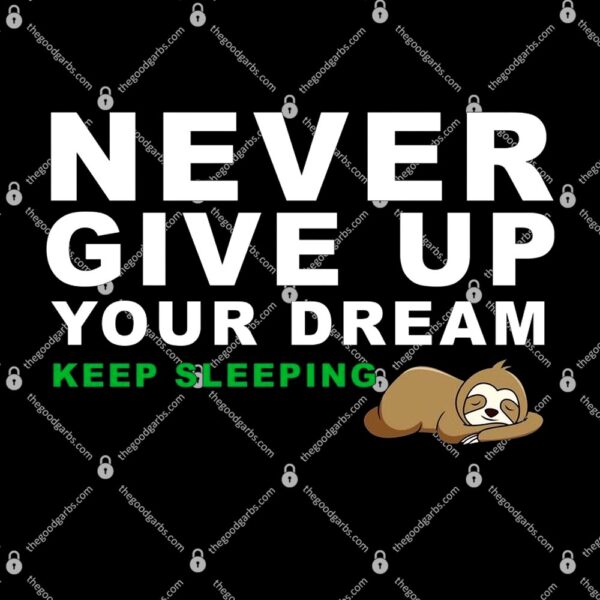 Never Give Up Your Dream Keep Sleeping Funny Sloth T-Shirt