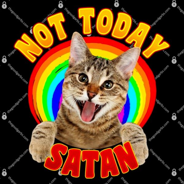 Not Today Satan Funny Cat Rainbow T-Shirt