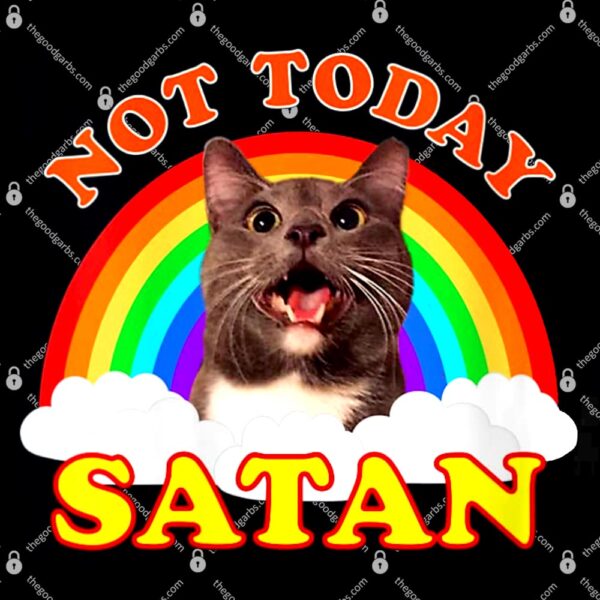 Not Today Satan Funny Rainbow Cat Meme T-Shirt