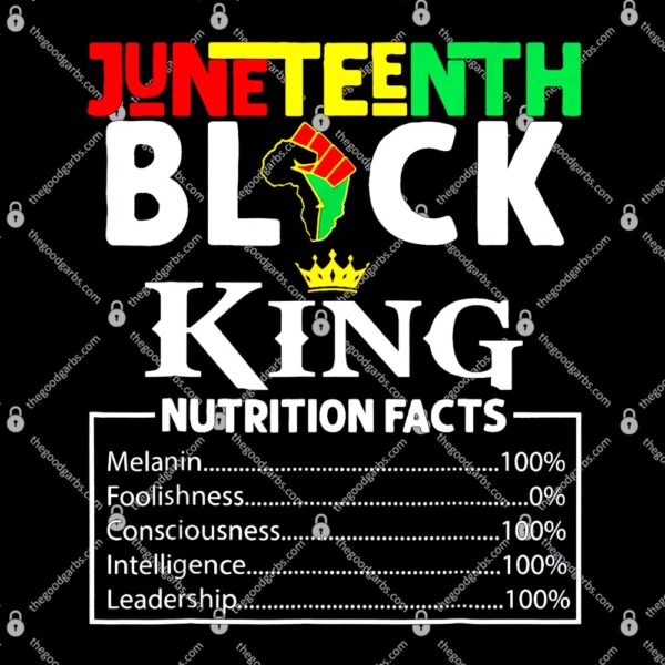 Nutritional Facts Juneteenth 1865 Black King Black Queen T-Shirt