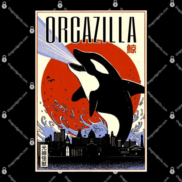 Orcazilla Japanese Poster Orca T-Shirt
