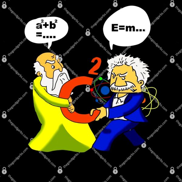 Pythagoras vs Einstein Funny Math Science T-Shirt