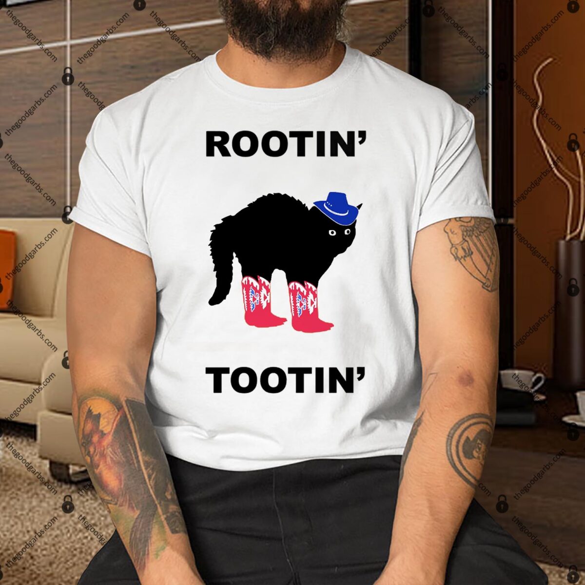 Rootin Tootin Cat Cowboy Cat Tee Shirt