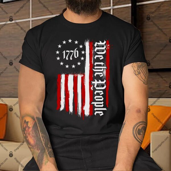 We The People 1776 Distressed USA American Flag Shirt