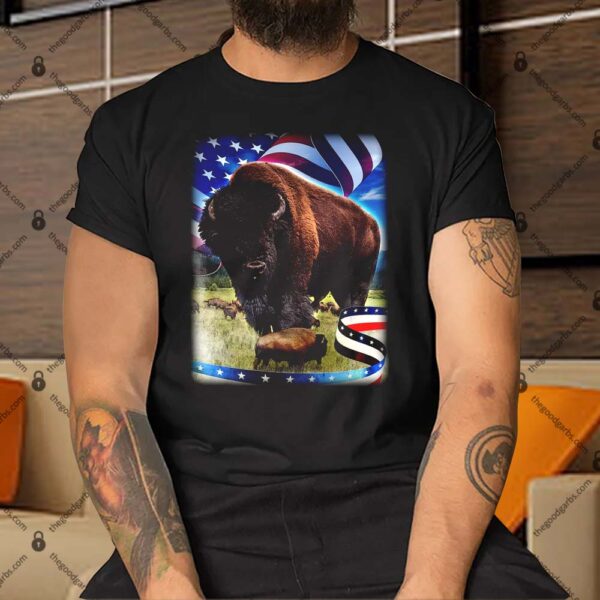 American Bison USA Flag Buffalo Shirt