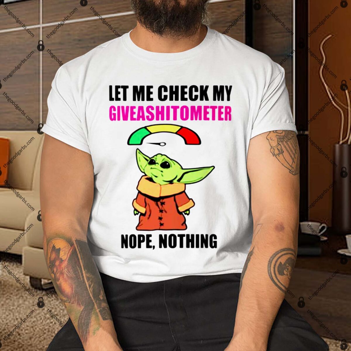 Baby Yoda Let Me Check My Giveashitometer Nope Nothing Shirt