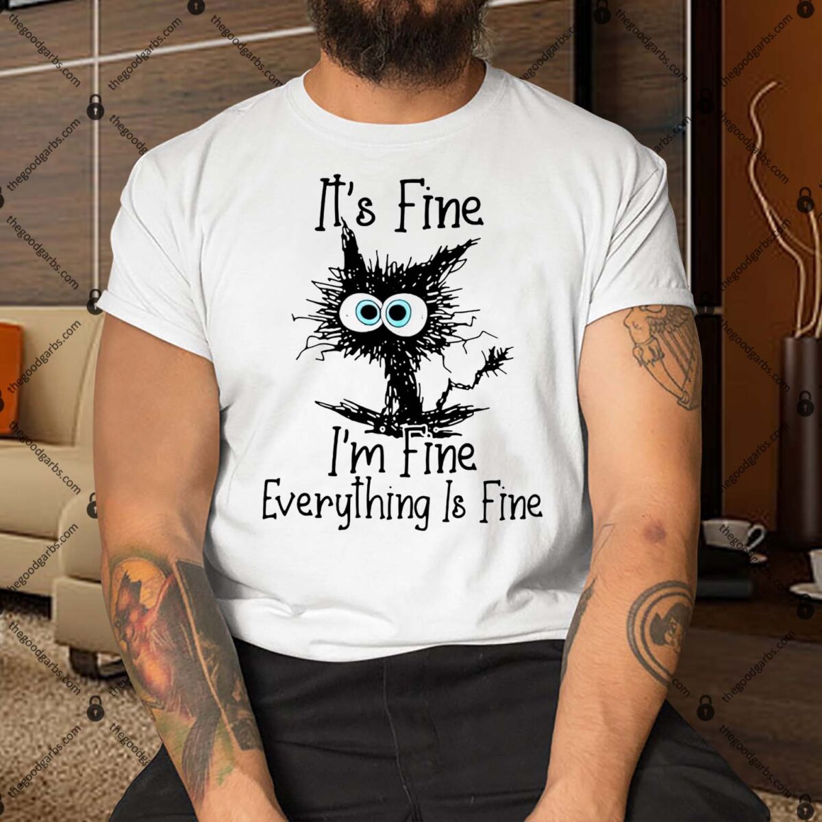 Black Cat It's Fine I'm Fine Everything Is Fine Shirt