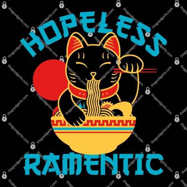Cat Eating Ramen Hopeless Ramentic T-Shirt