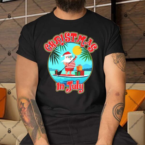 Christmas In July Surfer Santa Claus Shirt