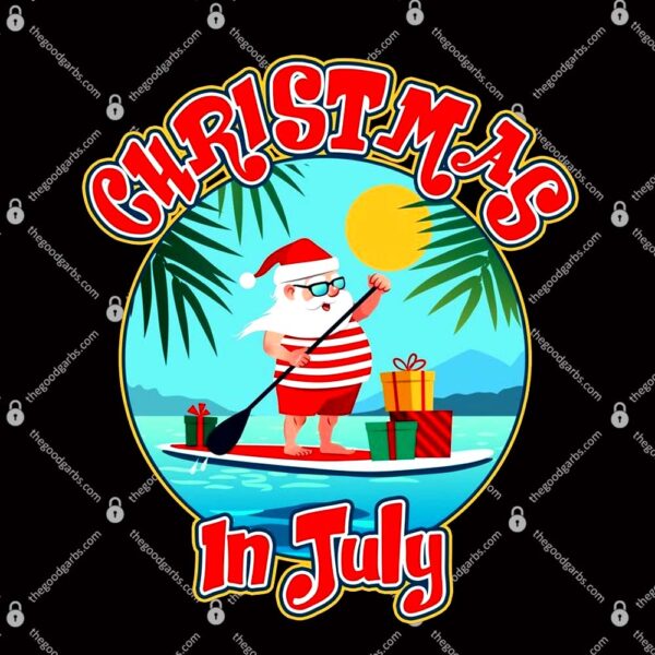 Christmas In July Surfer Santa Claus T-Shirt