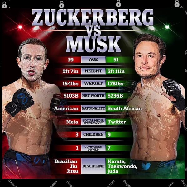 Elon Musk vs Mark Zuckerberg Cage Fight T-Shirt