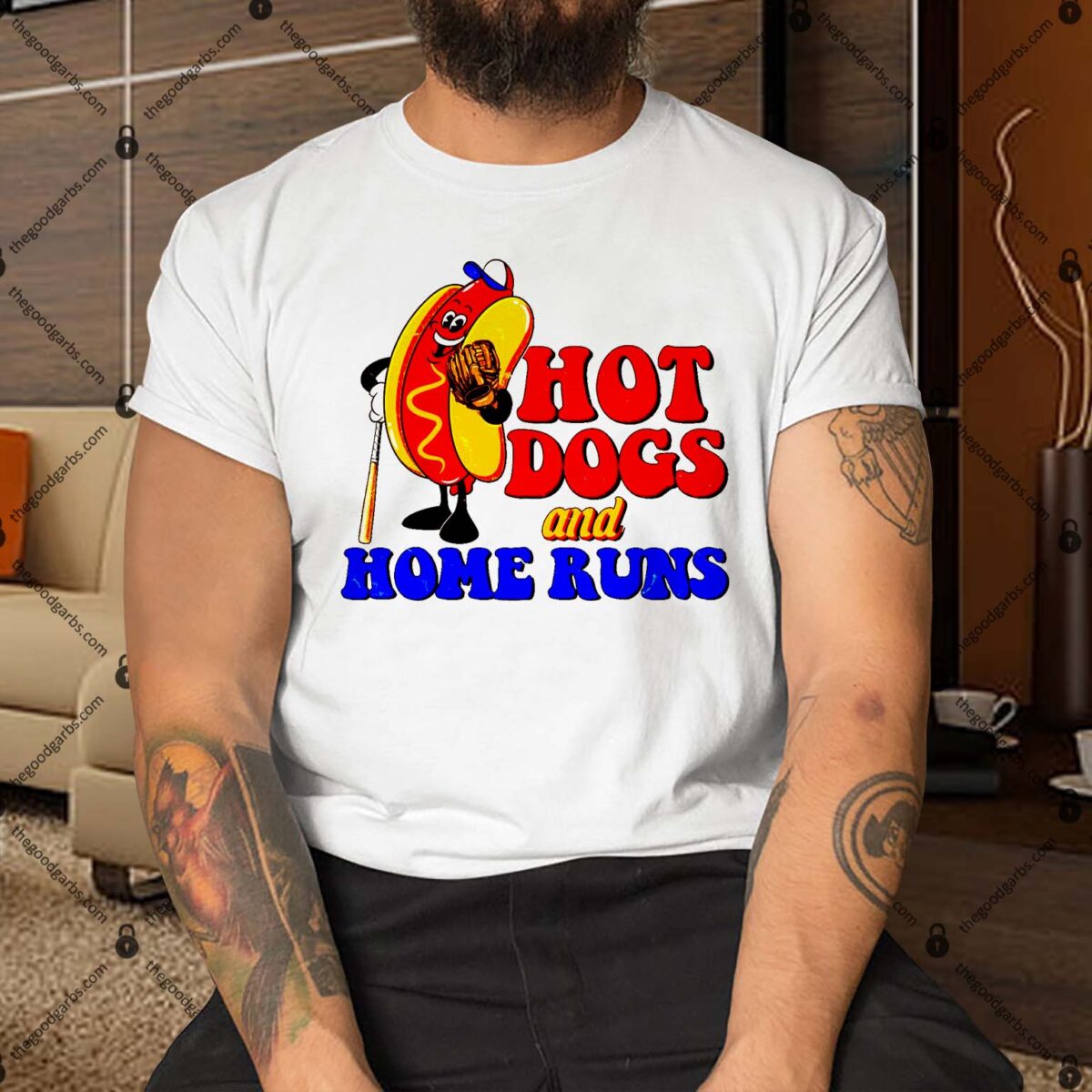Hot Dogs And Home Runs Baseball Fan Shirt