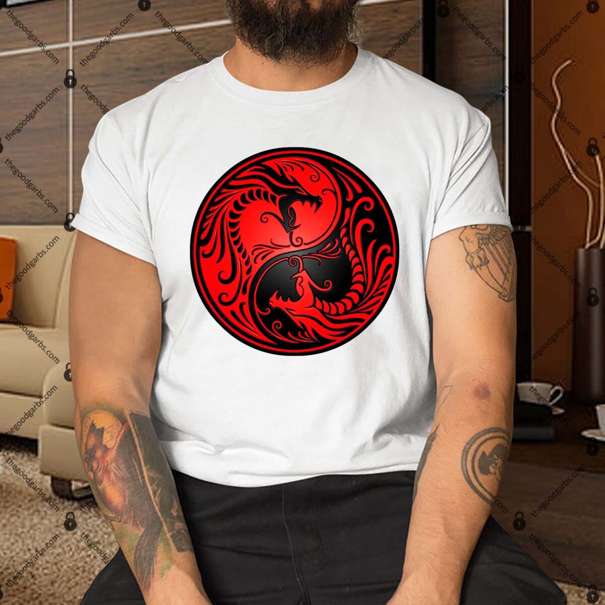 Red and Black Yin Yang Dragons Shirt