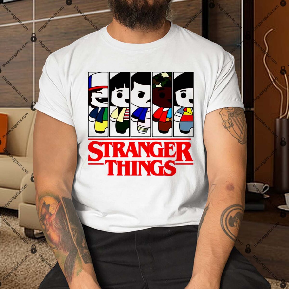 Stranger Things Cartoon Pattern Shirt