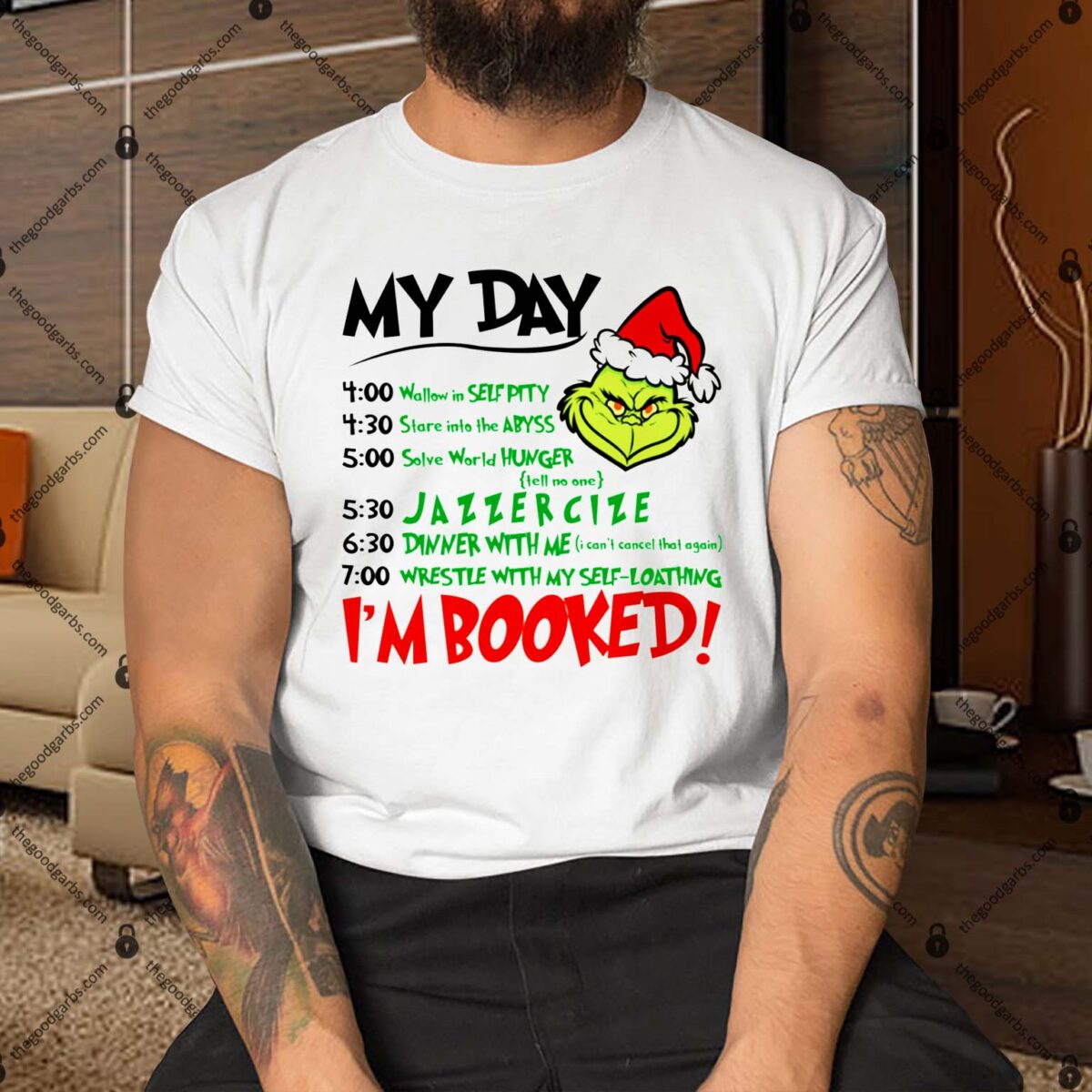 The Grinch My Day I’m Booked Christmas Shirt