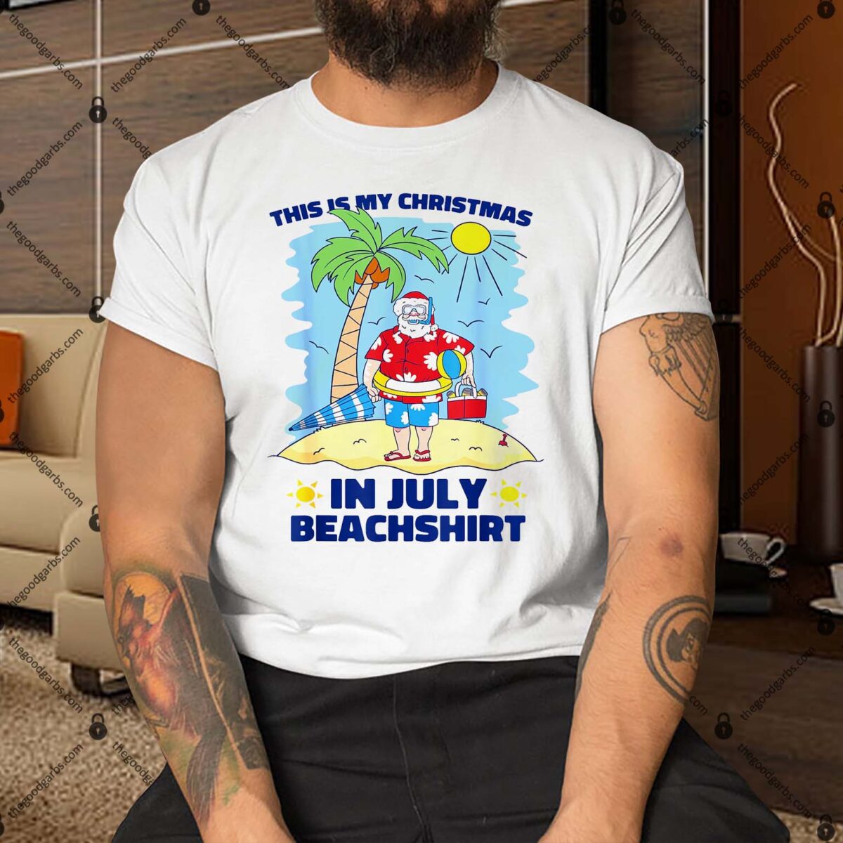 This Is My Christmas In July Beachshirt Funny Xmas Santa Shirt