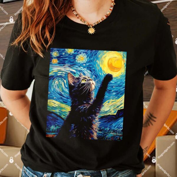 Van Gogh Starry Night Cat Shirt