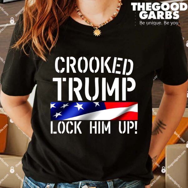 Crooked Trump Lock Him Up Flag USA Shirts