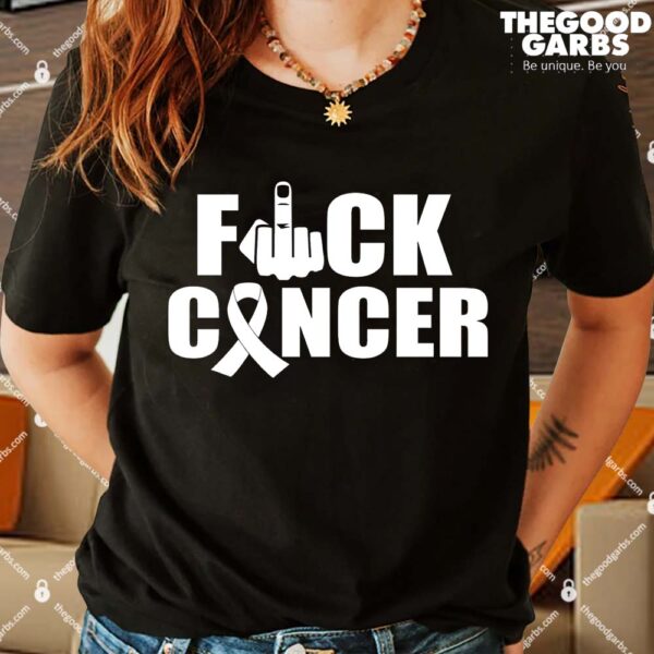 Fuck Cancer Ribbon Middle Finger Shirts