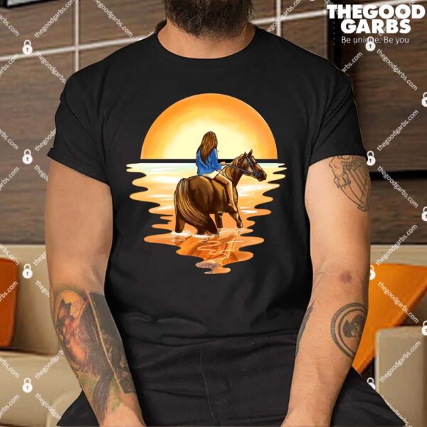 Girl Riding Horse Sunset Shirts