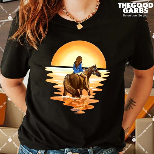 Girl Riding Horse Sunset T-Shirts