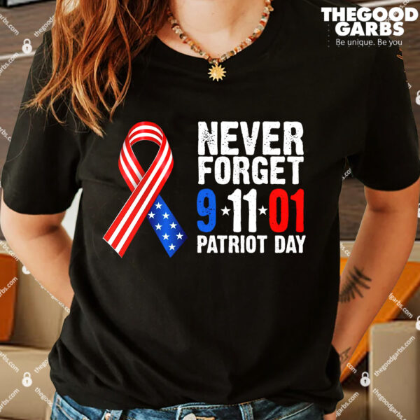 Never Forget 9.11.01 USA Ribbon Patriot Day T-Shirts
