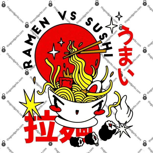 Ramen Vs Sushi Retro Japanese Food T-Shirt