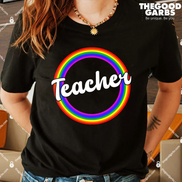 Teacher Rainbow Retro Gift For Teacher Shirt