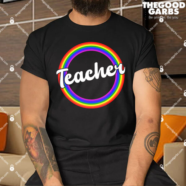 Teacher Rainbow Retro Gift For Teacher Shirts