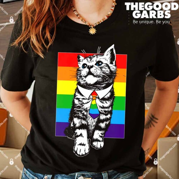 Retro Gay Pride Ally Support Kitten Shirts