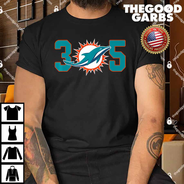 305 Modern Miami Football Cool Dolphin T-Shirt