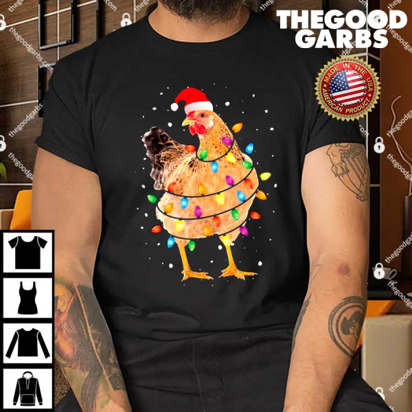 Christmas Lights Chicken Santa Funny Xmas Tree Chicken T-Shirt