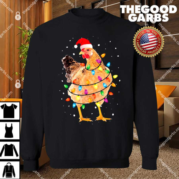 Christmas Lights Chicken Santa Funny Xmas Tree Chicken T-Shirts