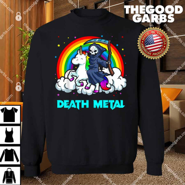 Death Metal Shirts Unicorn Rainbow Grim Reaper Heavy Metal T-Shirts