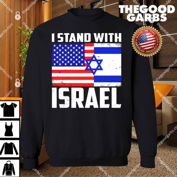 I Stand With Israel US Flags United Distressed T-Shirts