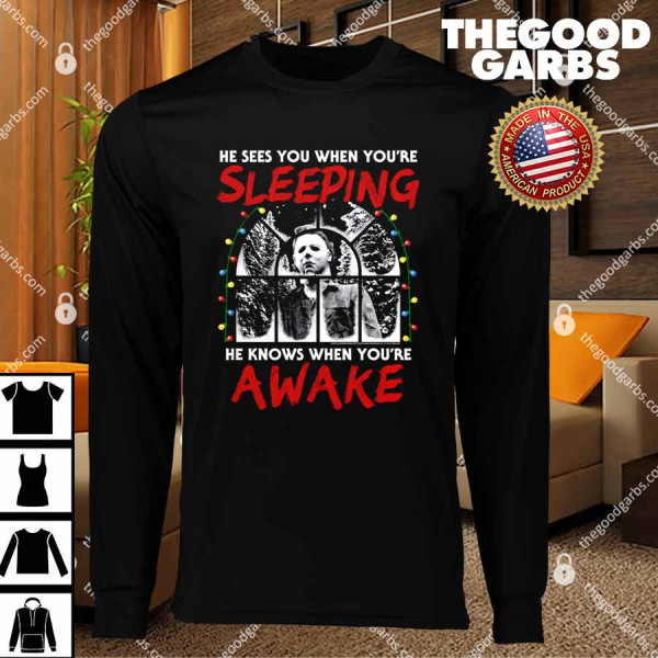 Michael Myers Sees You When You're Sleeping Halloween T-Shirts