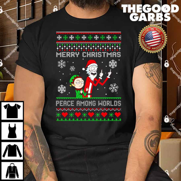 Rick and Morty Merry Christmas Peace Among Worlds Shirt