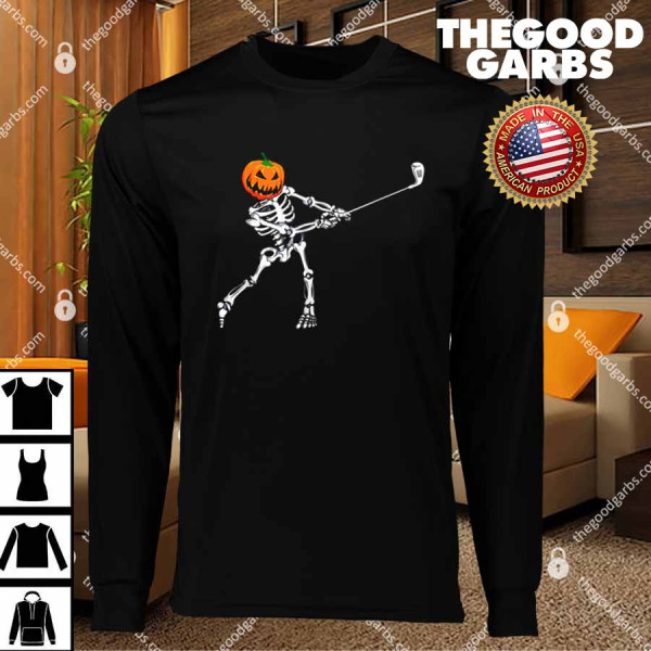 Skeleton Golf Halloween Pumpkin Golfing Golfer T-Shirts