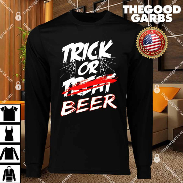 Trick Or Beer Funny Halloween Beer Drinking T-Shirts